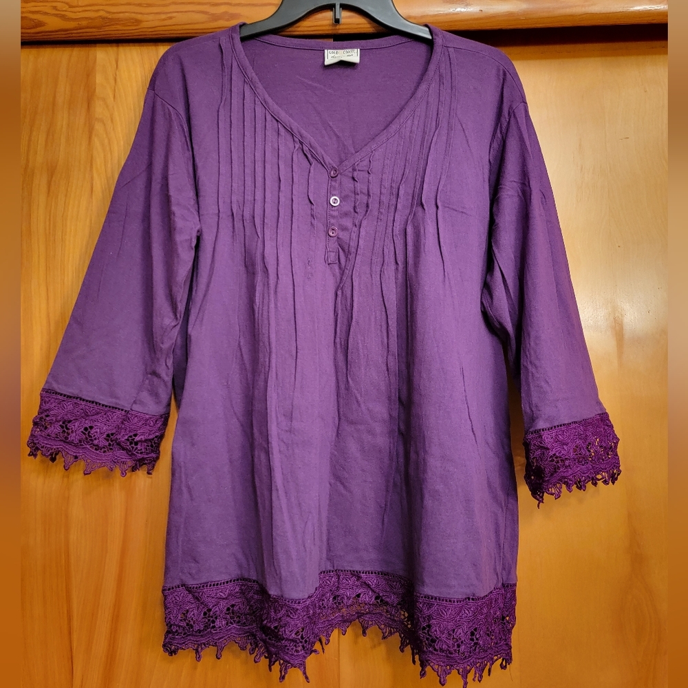 Purple Gold Coast blouse with lace Size L